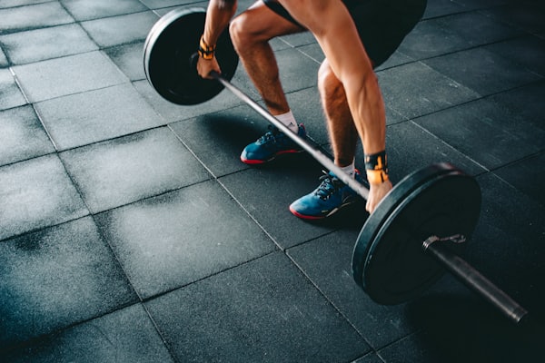 Row of dumbbells on a rack in gym
